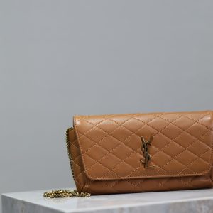 Gaby Phone Bag 19cm Light Brown Quilted Leather GHW