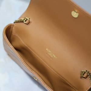 Gaby Phone Bag 19cm Light Brown Quilted Leather GHW