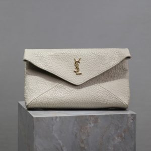 YSL WHITE LAMBSKIN CLUTCH 225388