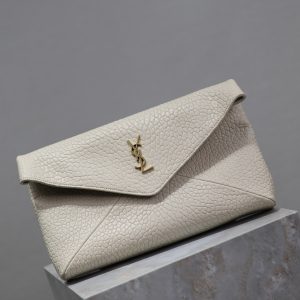 YSL WHITE LAMBSKIN CLUTCH 225388
