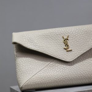YSL WHITE LAMBSKIN CLUTCH 225388