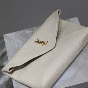 YSL WHITE LAMBSKIN CLUTCH 225388