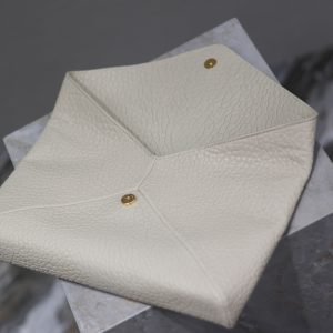 YSL WHITE LAMBSKIN CLUTCH 225388