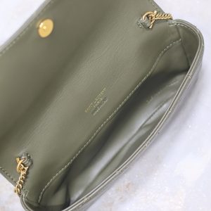 Gaby Phone Bag 19cm Olive Green Quilted Leather