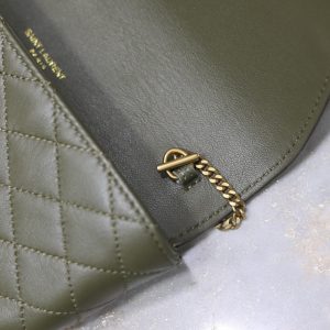 Gaby Phone Bag 19cm Olive Green Quilted Leather