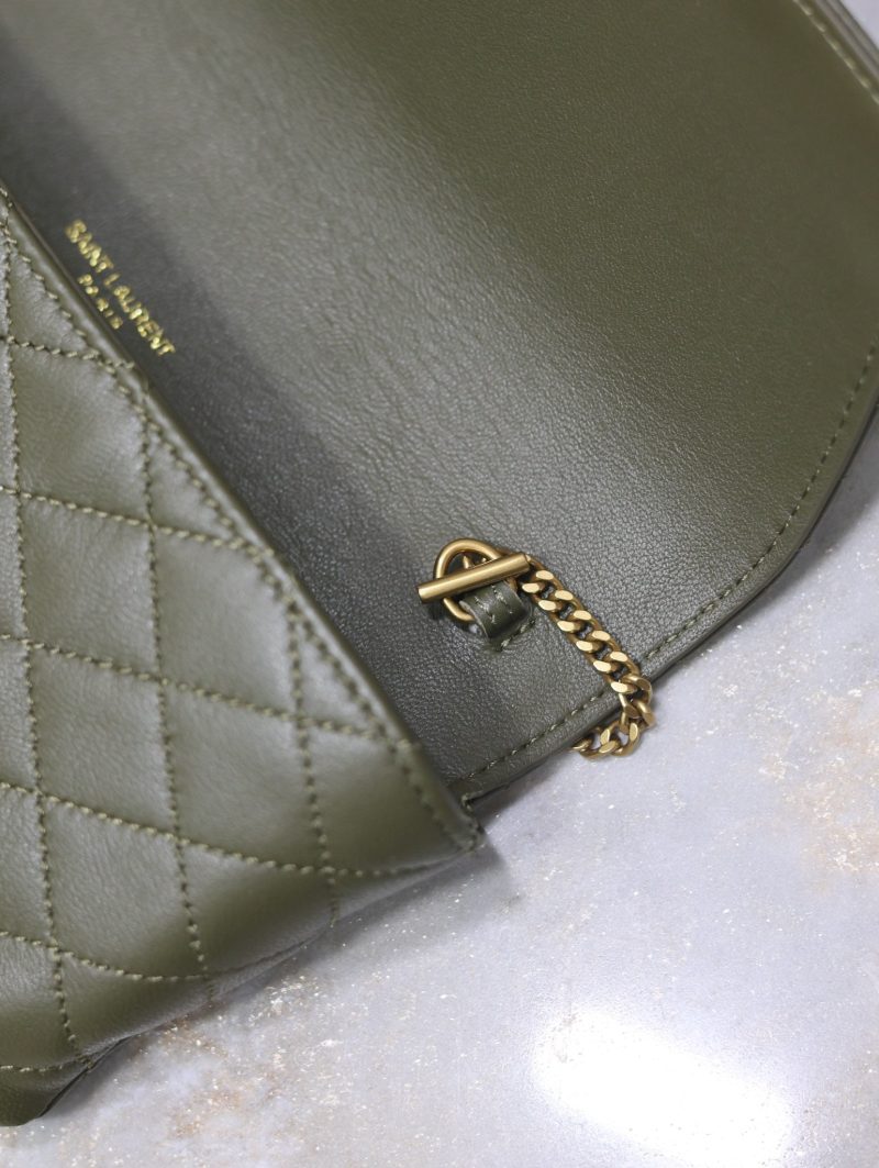 Gaby Phone Bag 19cm Olive Green Quilted Leather