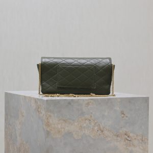 Gaby Phone Bag 19cm Olive Green Quilted Leather