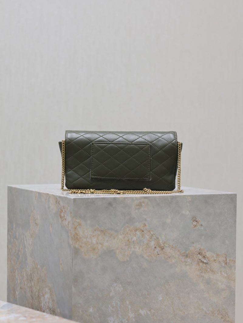 Gaby Phone Bag 19cm Olive Green Quilted Leather