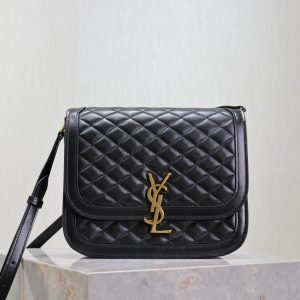YSL Solferino Shoulder Bag Black Quited Lambskin