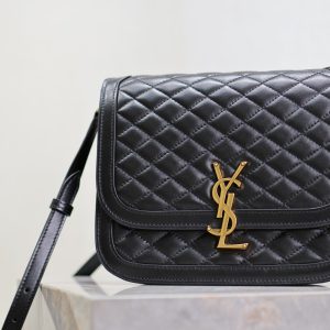 YSL Solferino Shoulder Bag Black Quited Lambskin