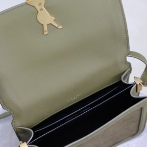 YSL Solferino Shoulder Bag Olive Green Suede Leather