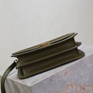 YSL Solferino Shoulder Bag Olive Green Suede Leather