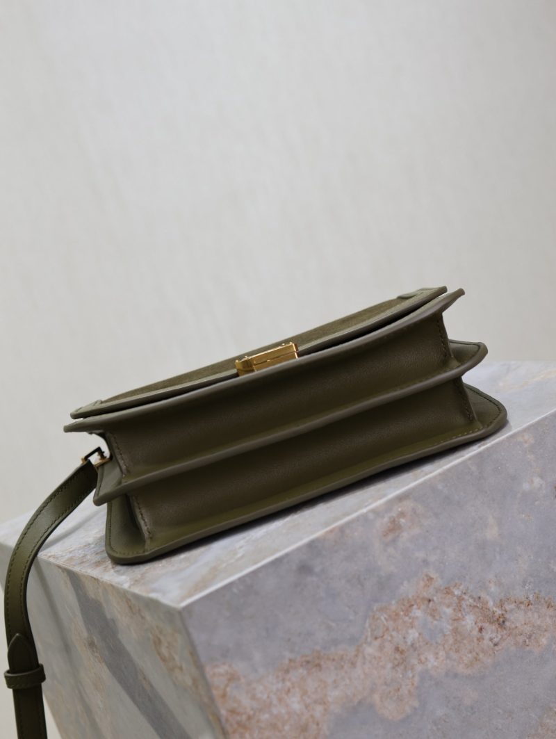 YSL Solferino Shoulder Bag Olive Green Suede Leather