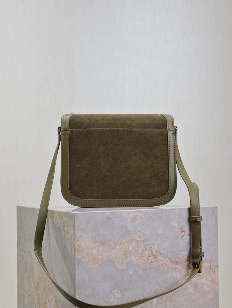 YSL Solferino Shoulder Bag Olive Green Suede Leather