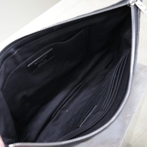 CLUTCH 36 IN BLACK QUILTED CALFSKIN SILVER BUCKLE