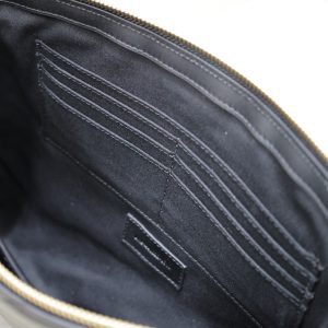 CLUTCH 36 IN BLACK QUILTED CALFSKIN GOLD BUCKLE
