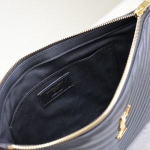CLUTCH 30 IN BLACK QUILTED CALFSKIN GOLD BUCKLE