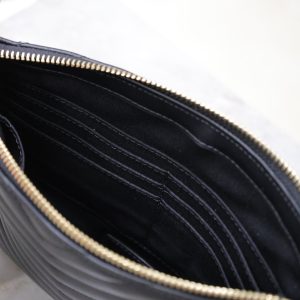 CLUTCH 24 IN BLACK QUILTED CALFSKIN GOLD BUCKLE
