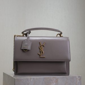 YSL Sunset Handbags 25cm Grey Cowhide