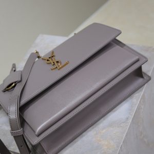 YSL Sunset Handbags 25cm Grey Cowhide