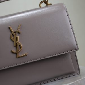 YSL Sunset Handbags 25cm Grey Cowhide