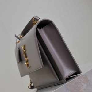 YSL Sunset Handbags 25cm Grey Cowhide