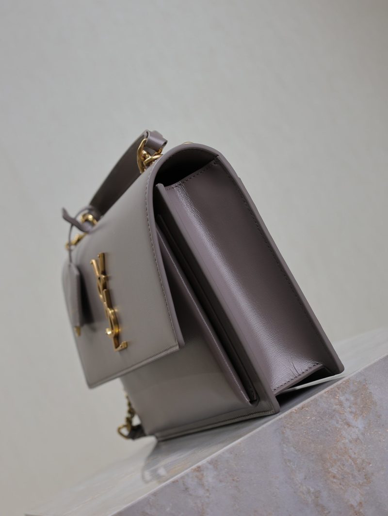 YSL Sunset Handbags 25cm Grey Cowhide