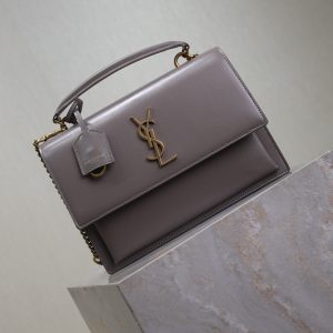 YSL Sunset Handbags 25cm Grey Cowhide