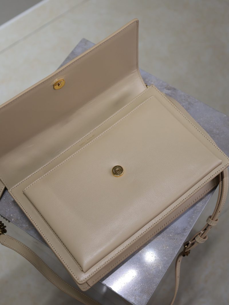 YSL Sunset Handbags 25cm Beige Cowhide