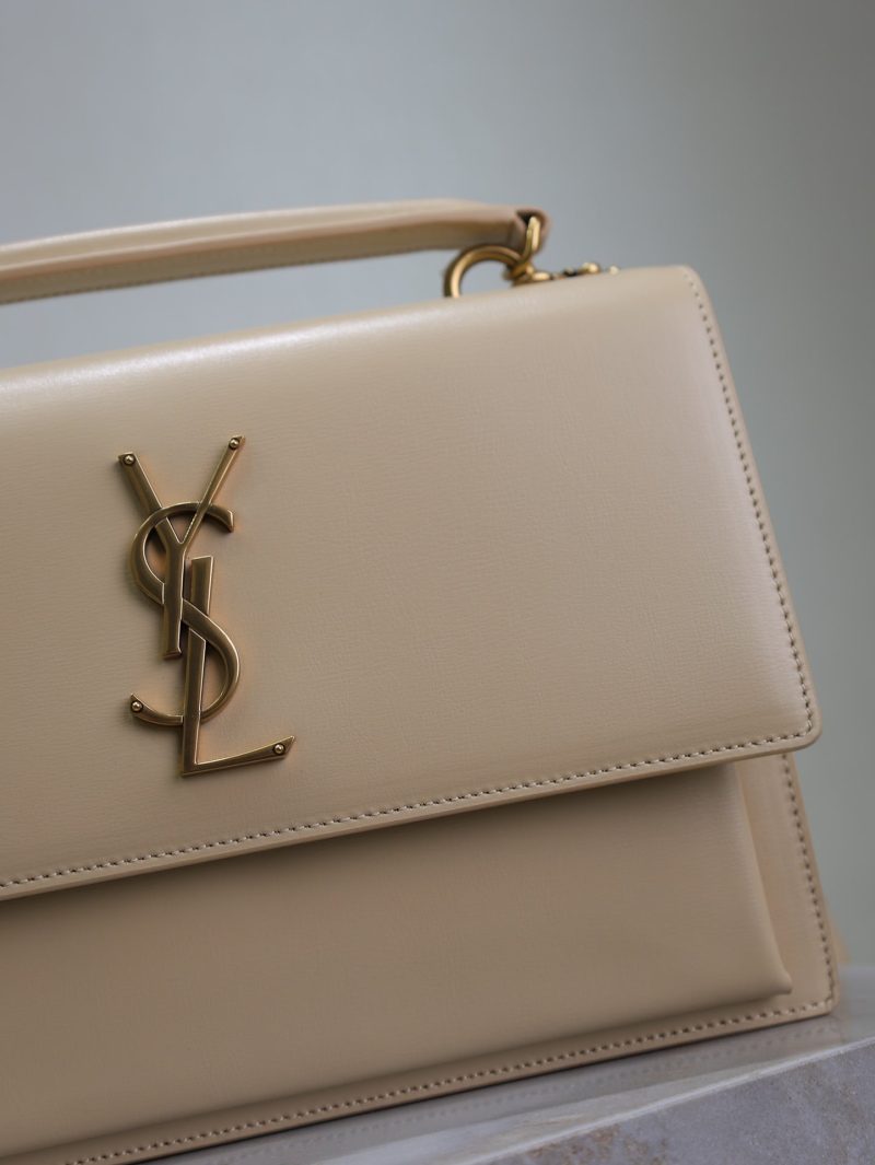 YSL Sunset Handbags 25cm Beige Cowhide