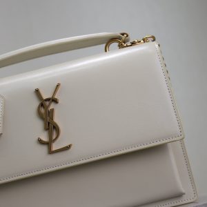 YSL Sunset Handbags 25cm White Cowhide