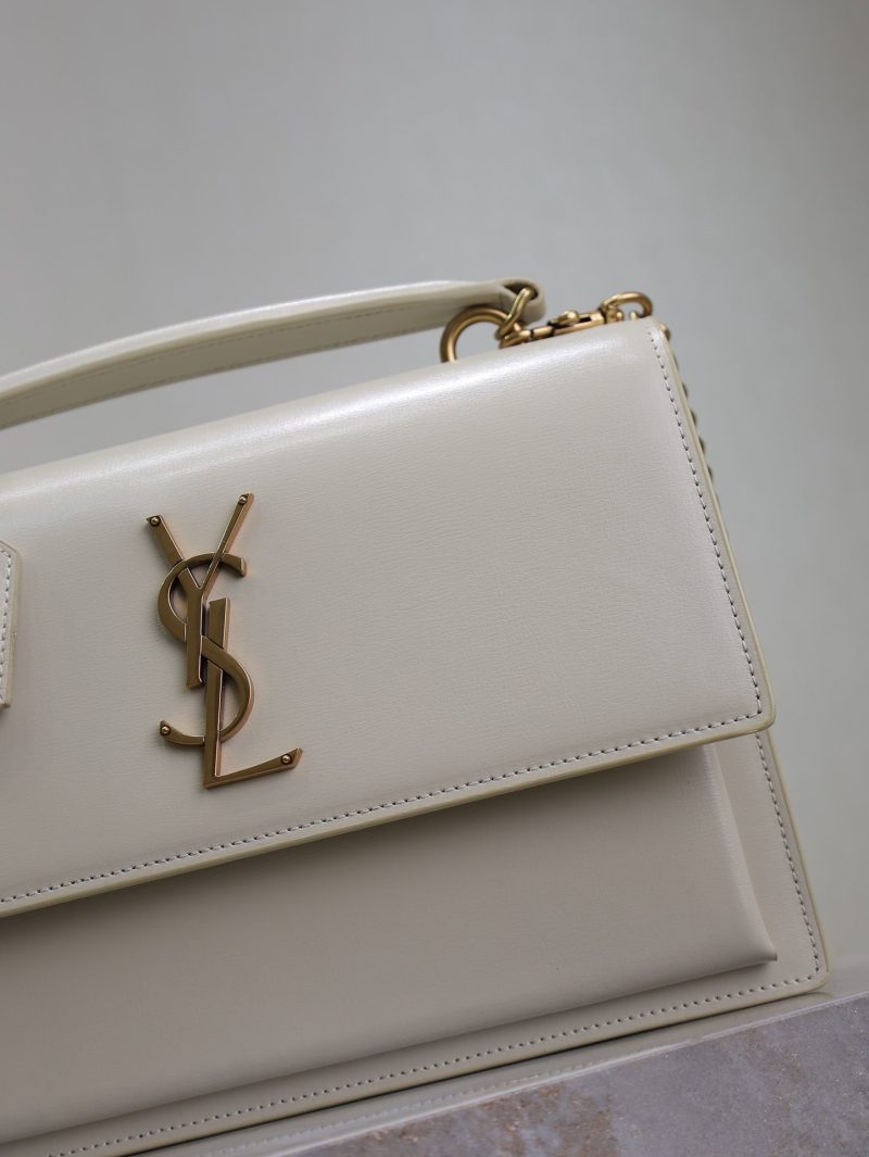 YSL Sunset Handbags 25cm White Cowhide
