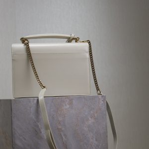 YSL Sunset Handbags 25cm White Cowhide