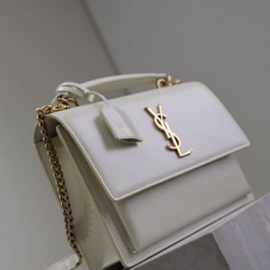 YSL Sunset Handbags 25cm White Cowhide