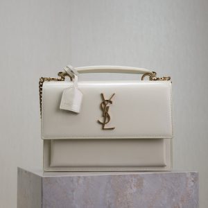 YSL Sunset Handbags 25cm White Cowhide