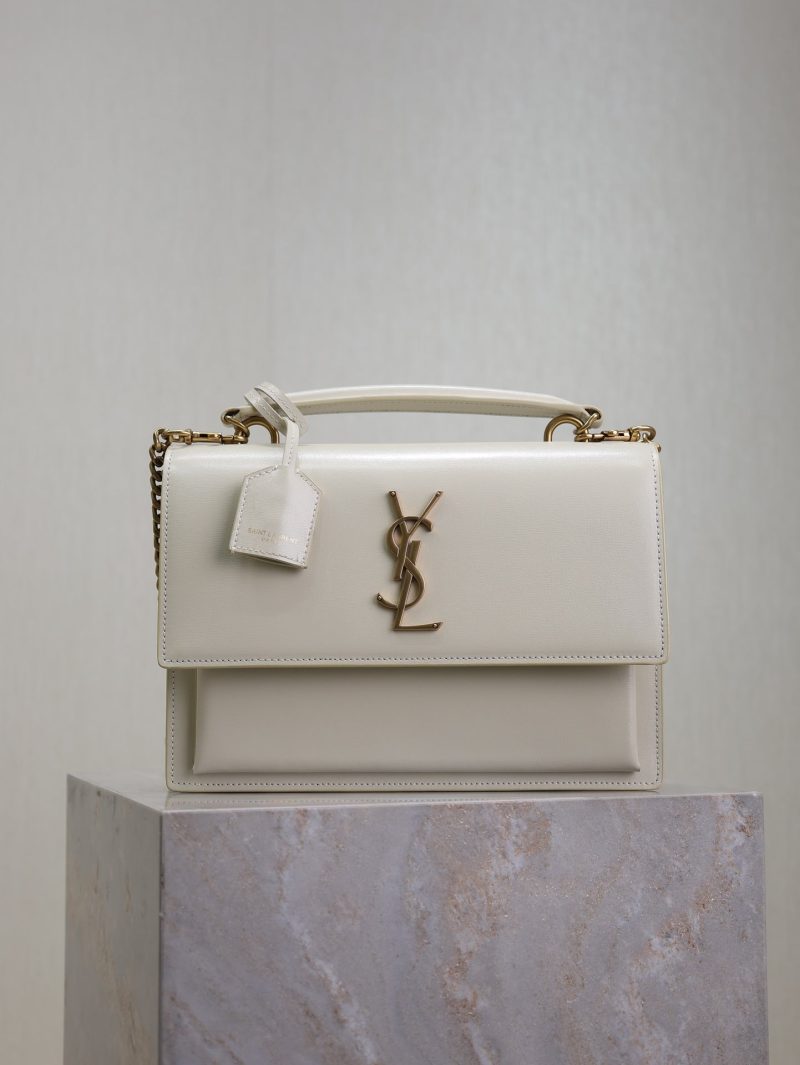 YSL Sunset Handbags 25cm White Cowhide