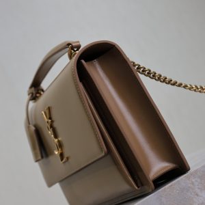 YSL Sunset Handbags 25cm Brown Cowhide