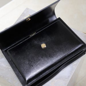 YSL Sunset Handbags 25cm Black Cowhide