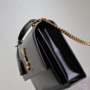 YSL Sunset Handbags 25cm Black Cowhide
