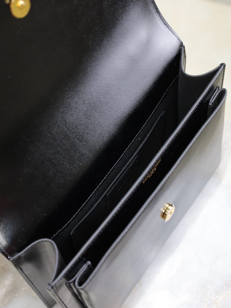 YSL Sunset Handbags 25cm Black Cowhide