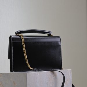 YSL Sunset Handbags 25cm Black Brown Cowhide Suede