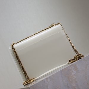 YSL Medium Sunset Shoulder Bag 22cm White Cowhide