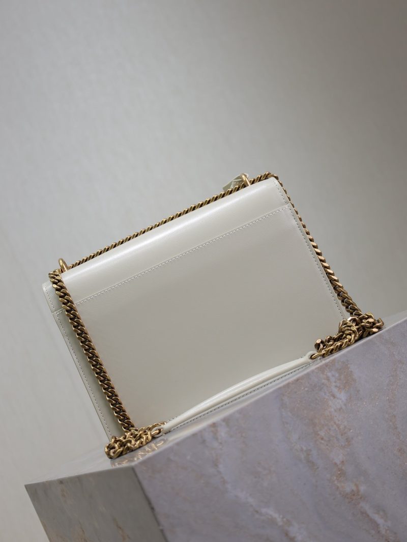 YSL Medium Sunset Shoulder Bag 22cm White Cowhide