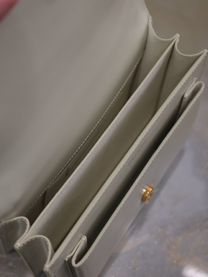 YSL Medium Sunset Shoulder Bag 22cm White Cowhide