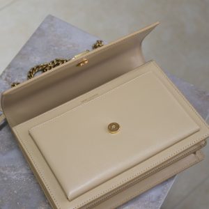 YSL Medium Sunset Shoulder Bag 22cm Beige Cowhide GHW