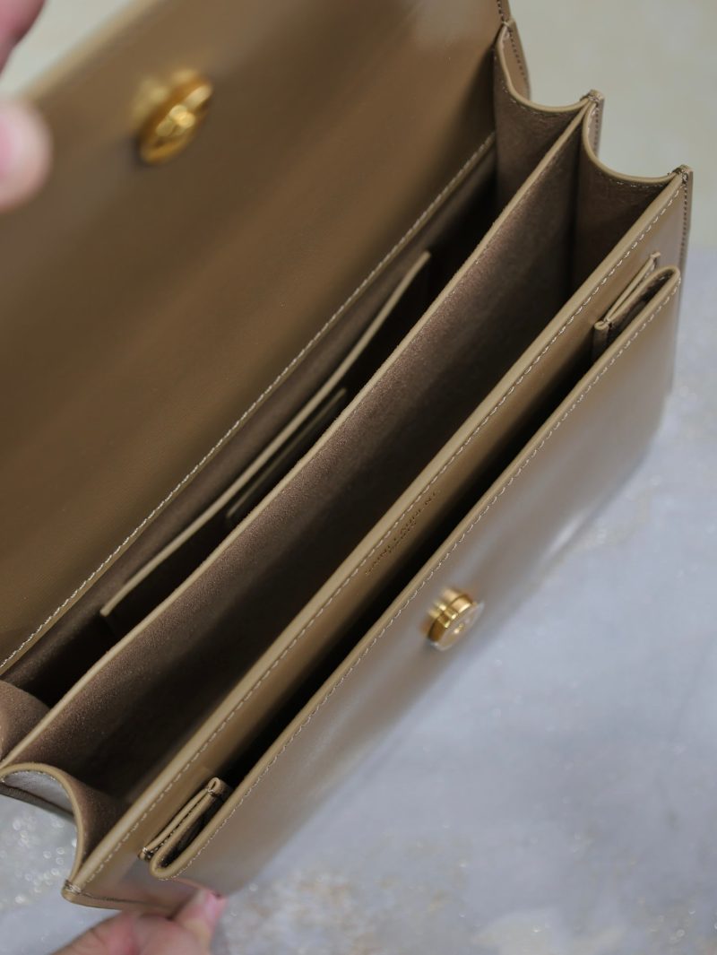 YSL Medium Sunset Shoulder Bag 22cm Brown Cowhide GHW