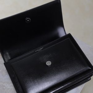 YSL Medium Sunset Shoulder Bag 22cm Black Cowhide Black HW