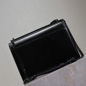 YSL Medium Sunset Shoulder Bag 22cm Black Cowhide Black HW