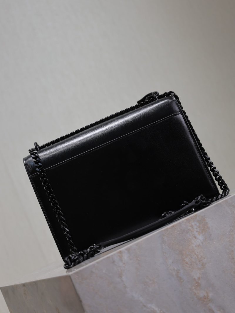 YSL Medium Sunset Shoulder Bag 22cm Black Cowhide Black HW