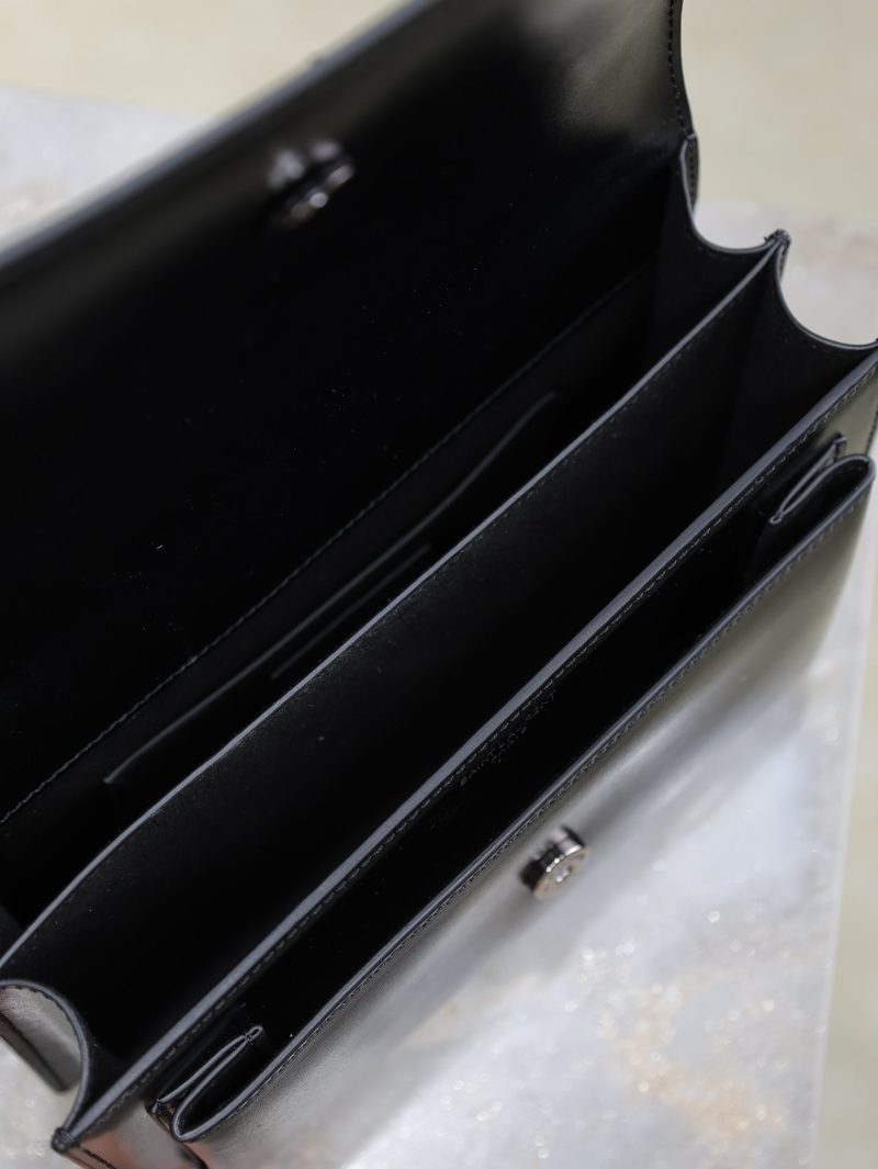 YSL Medium Sunset Shoulder Bag 22cm Black Cowhide Black HW